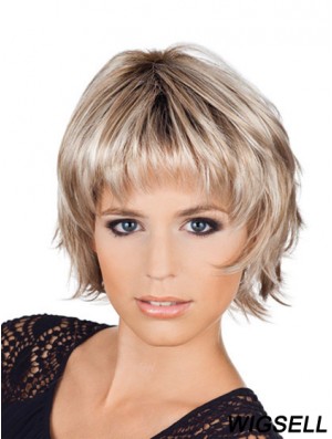 Ladies Bob Style Wigs With Capless Chin Length Blonde Color