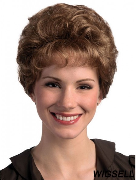 Curly Brown No-Fuss Short Classic Womens Wigs