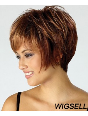 Cheap Wig With Capless Synthetic Cropped Length Brown Color Boycuts