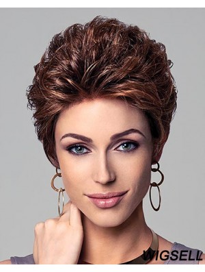 Short Curly Wig With Capless Cropped Length Layered Cut