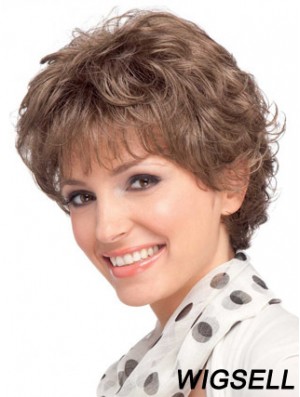 Modern Auburn Short Wavy Layered Human Hair Wigs