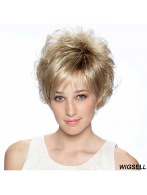 8 inch High Quality Curly Layered Blonde Short Wigs