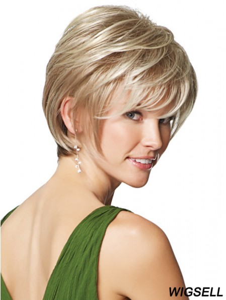 9 inch Cheap Straight Layered Blonde Short Wigs