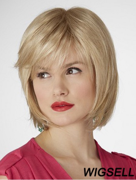 10 inch Natural Straight Bobs Blonde Short Wigs