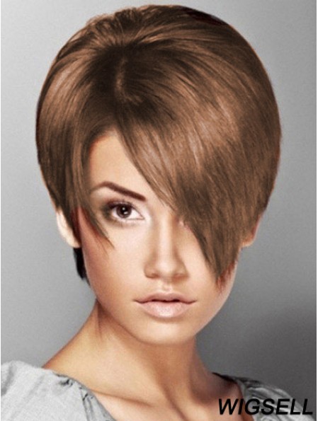 Boycuts Straight Brown Capless Soft Short Wigs