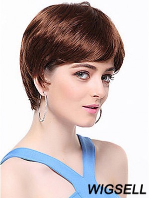 Boycuts Straight Auburn Capless Top Short Wigs