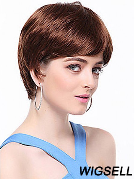 Boycuts Straight Auburn Capless Top Short Wigs