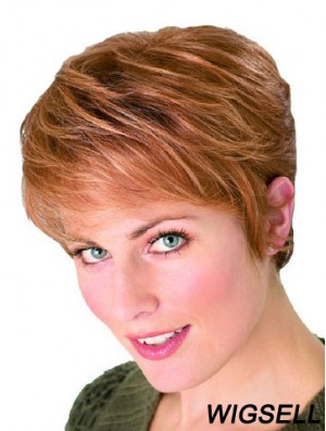 Straight Boycuts Cropped Perfect Auburn Synthetic Wigs