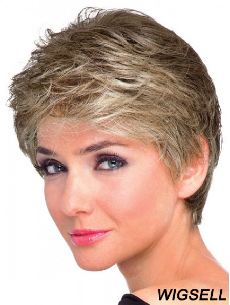 Boycuts Wavy Brown Capless Natural Short Wigs