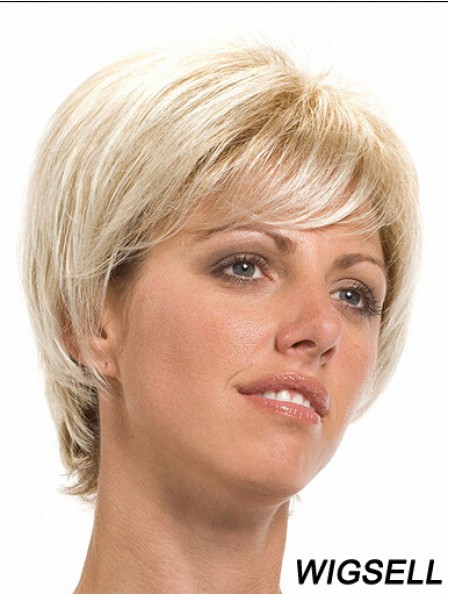 7 inch Stylish Straight With Bangs Blonde Short Wigs