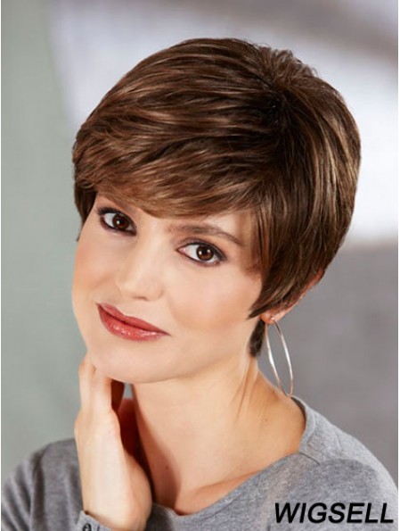 Boycuts Straight Brown Capless Perfect Short Wigs