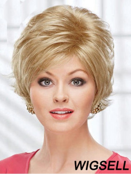 8 inch Beautiful Wavy Layered Blonde Short Wigs