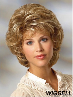 Curly Blonde Wig Classic Cut Chin Length With Capless