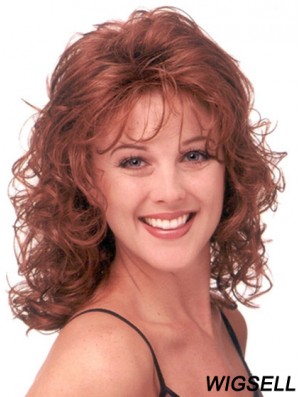 Red Wig Shoulder Length Curly Style With Capless Classic Cut