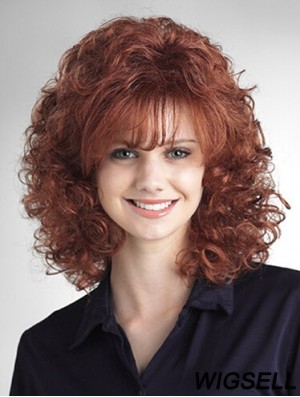 Shoulder Length Classic 16 inch Curly Auburn Medium Wigs