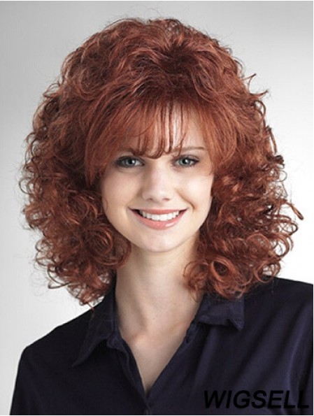 Shoulder Length Classic 16 inch Curly Auburn Medium Wigs