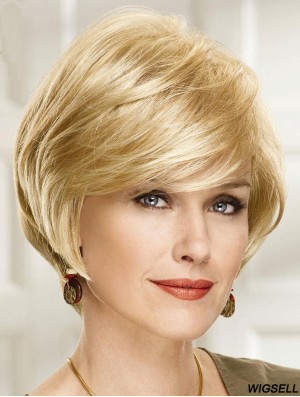 Chin Length Bobs 8 inch Straight Blonde Medium Wigs