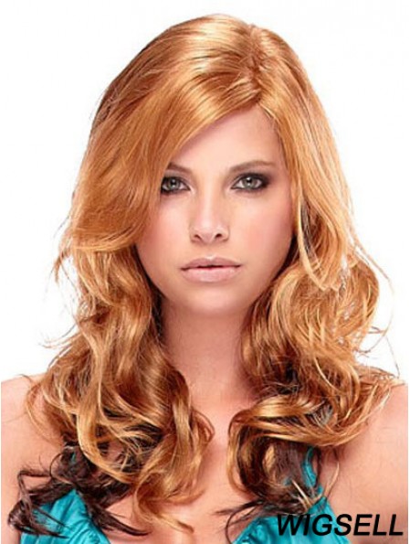 Fashion Auburn Curly With Bangs Capless Long Wigs