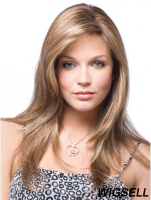 Straight Without Bangs Long Incredible Blonde Synthetic Wigs