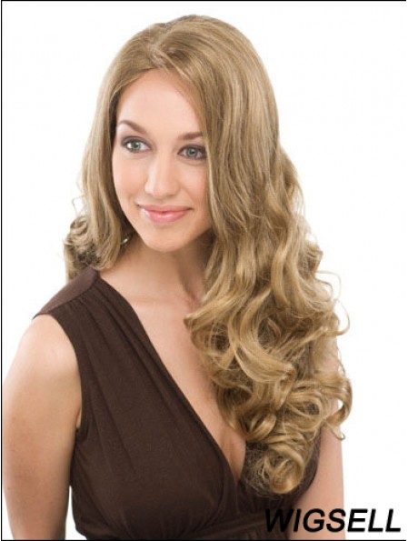 Suitable Blonde Curly Without Bangs Capless Long Wigs