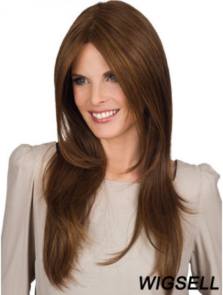 Brown Wig Long Length Straight Style With Capless Synthetic
