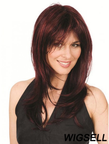 Discount Auburn Straight With Bangs Capless Long Wigs