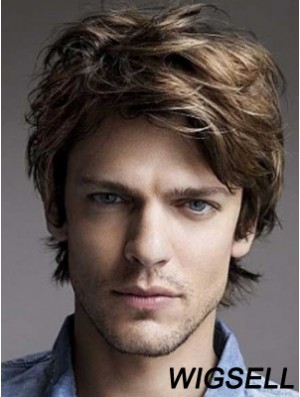 Men Wig Brown Hair Lace Front Human Hir Wig Short Layered Wig UK