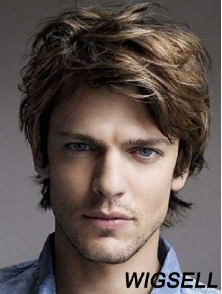 Men Wig Brown Hair Lace Front Human Hir Wig Short Layered Wig UK