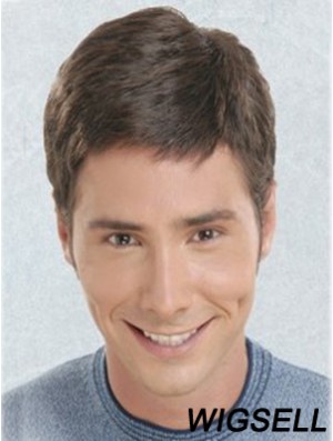 Brown Short Straight Synthetic Lace Front Best Mens Wigs