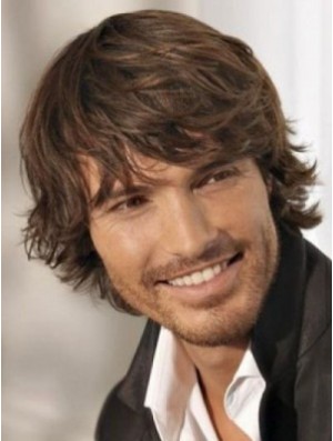 Men Wigs Brown Layered Hair With Capless