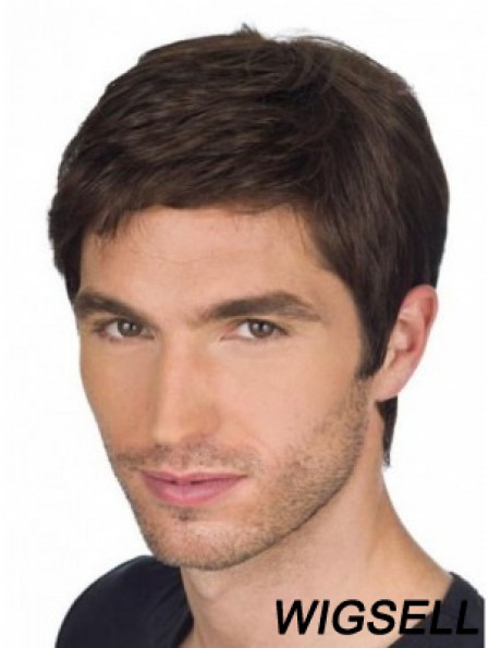 Straight Remy Human Auburn Full Lace Short Wigs For Men With Cancer