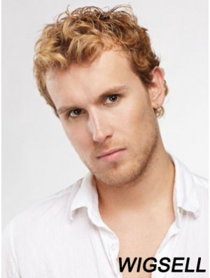 Blonde Short Curly Capless Curly Synthetic Wig Men