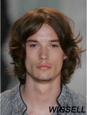 Auburn Lace Front Straight Chin Length Human Hair Men's Wigs