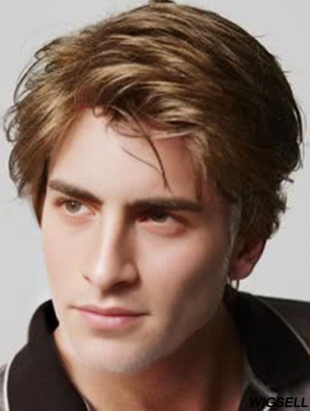 Blonde Capless Straight Remy Human Short Wigs For Men Models