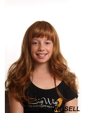 Wavy Long Auburn Synthetic Capless Kids Wigs