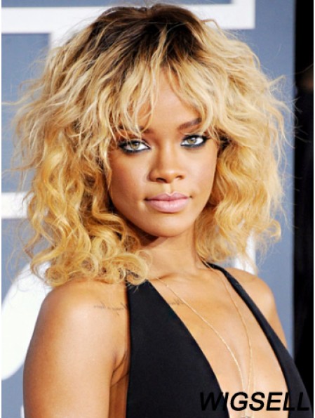 Ombre/2 Tone Wavy With Bangs 100% Hand-tied 14 inch Amazing Rihanna Wigs