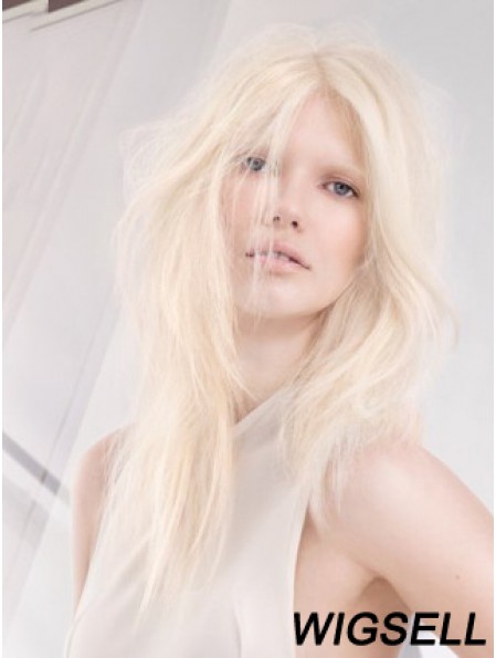 Lace Front Platinum Blonde Wig Long Trendy Wigs For Women Realistic
