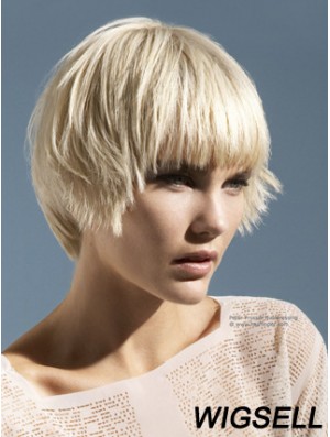 Platinum Blonde Wig Fashion Boycuts Wig Short Monofilament Wig UK