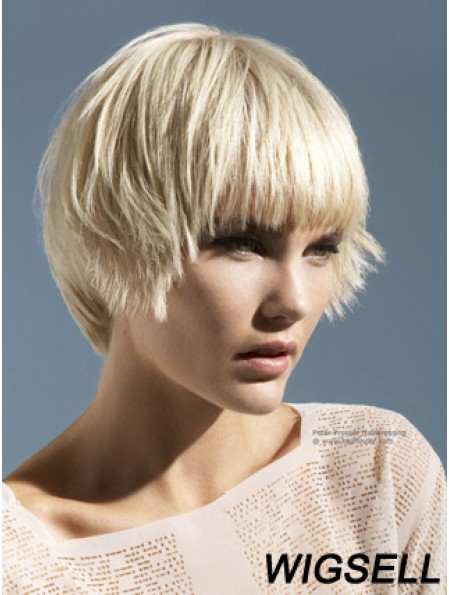 Platinum Blonde Wig Fashion Boycuts Wig Short Monofilament Wig UK