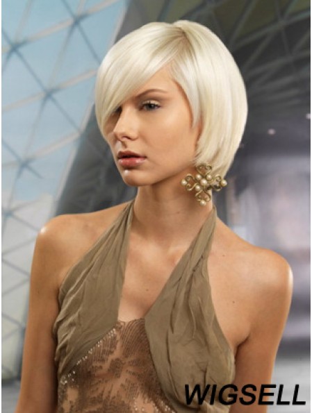 Monofilament Bobs Short Straight 10 inch Platinum Blonde Cheapest Fashion Wigs