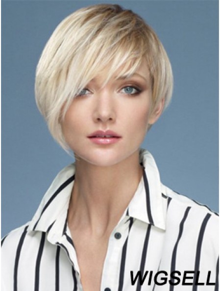 Capless Boycuts Short Straight 10 inch Platinum Blonde Sassy Fashion Wigs