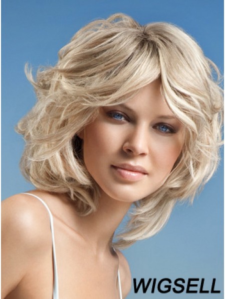 Full Lace Layered Chin Length Wavy 12 inch Platinum Blonde Cheap Fashion Wigs