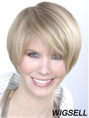 Monofilament Grey Short Straight 8 inch Platinum Blonde Gorgeous Fashion Wigs