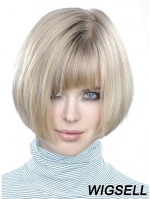 Monofilament Bobs Short Straight 10 inch Platinum Blonde Style Fashion Wigs