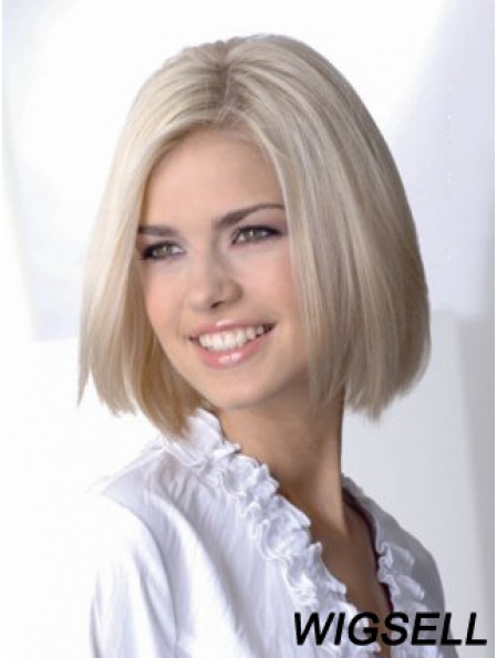 Full Lace Bobs Chin Length Straight 12 inch Platinum Blonde Sassy Fashion Wigs