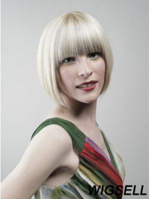 Full Lace Bobs Chin Length Straight 10 inch Platinum Blonde Designed Fashion Wigs