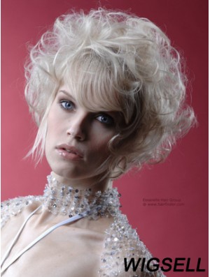 Monofilament Grey Short Curly 10 inch Platinum Blonde Perfect Fashion Wigs