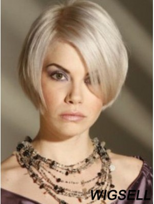 Capless Grey Short Straight 8 inch Platinum Blonde Amazing Fashion Wigs