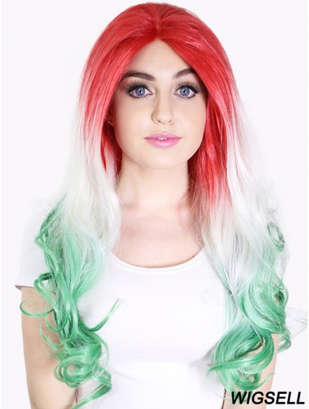 22 inch Ombre/2 Tone Long Without Bangs Wavy Perfect Lace Wigs