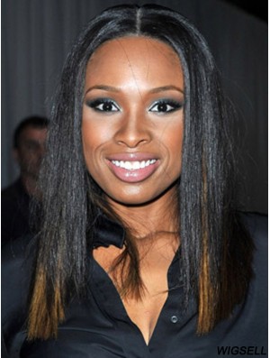 Shoulder Length Black Straight Without Bangs Perfect African American Wigs